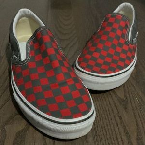RED N GREY CHECKERED VANS FOR SALE!!!